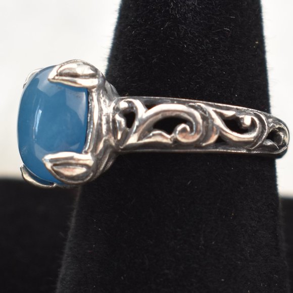s-l400.jpg Burmese Blue Jade Ring in Sterling Silver